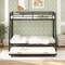 Costway Twin Over Full Metal Slats Bunk Bed Frame with Trundle, Guard Rail & Ladders White/Black